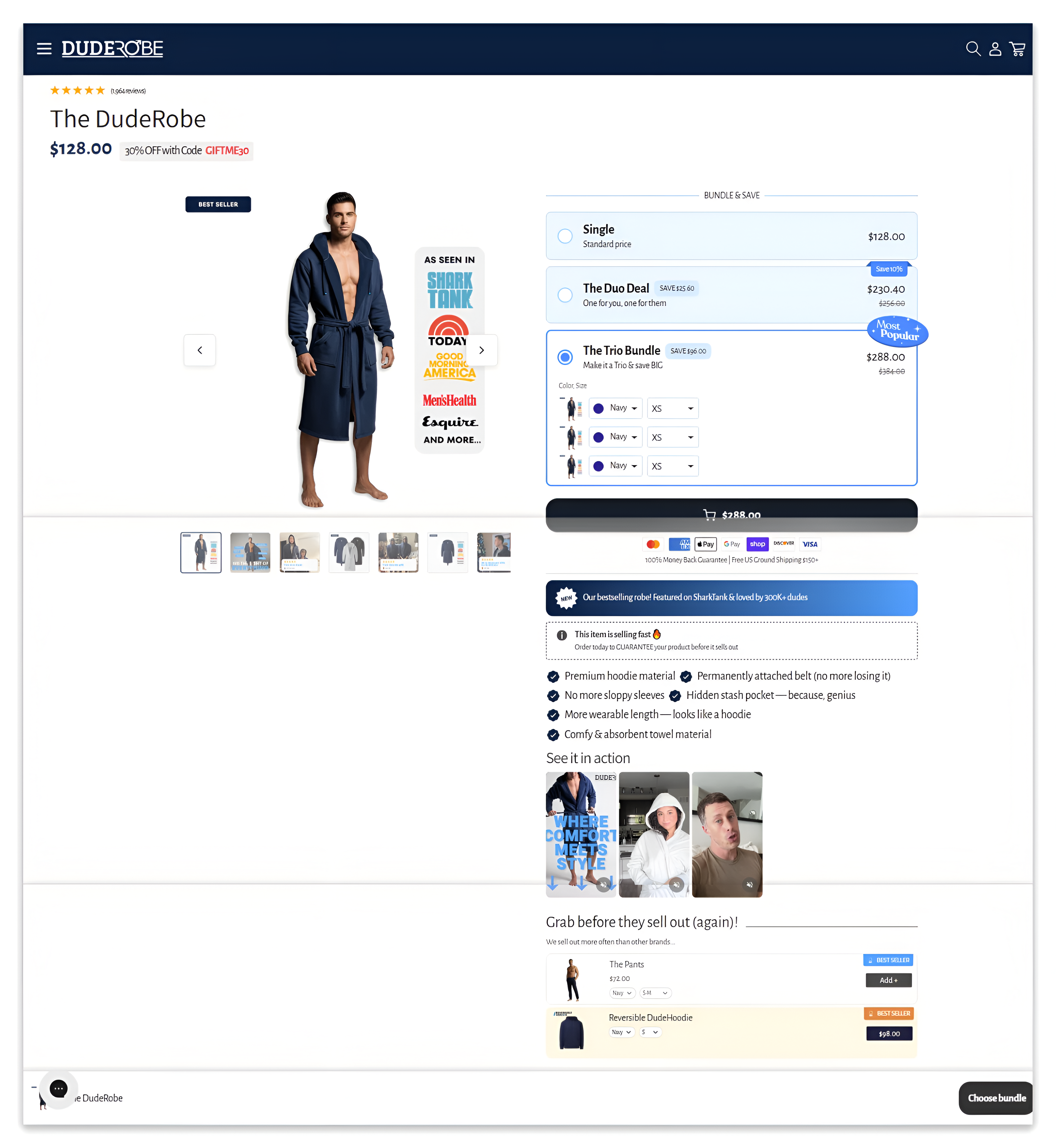 dude robe hoodie detail page